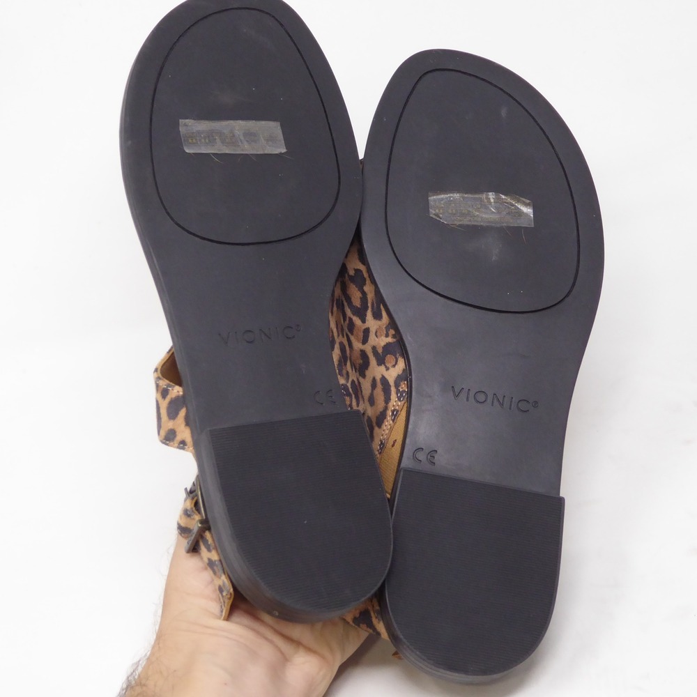 Vionic Women Ella Sandal Brown Leopard Print Slingback Leather Size 8.5 FLAWLESS - Picture 7 of 9
